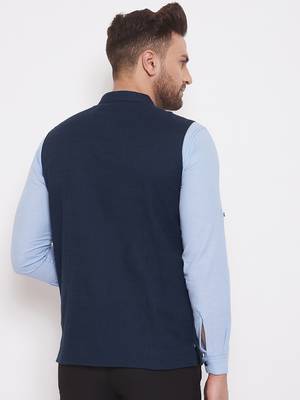 Blue_x000D_
 plain linen nehru jacket 4