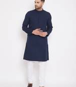 Blue_x000D_
 plain cotton men-kurtas