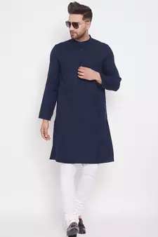 Blue_x000D_
 plain cotton men-kurtas