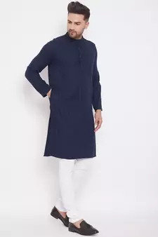 Blue_x000D_
 plain cotton men-kurtas
