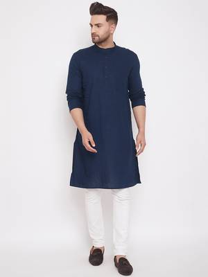 Blue_x000D_
 plain linen men-kurtas 1