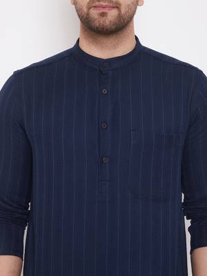 Blue_x000D_
 plain cotton men-kurtas 5