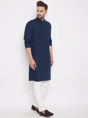 Blue_x000D_
 plain linen men-kurtas 3