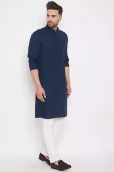 Blue_x000D_
 plain linen men-kurtas