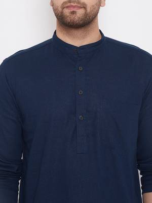 Blue_x000D_
 plain linen men-kurtas 5