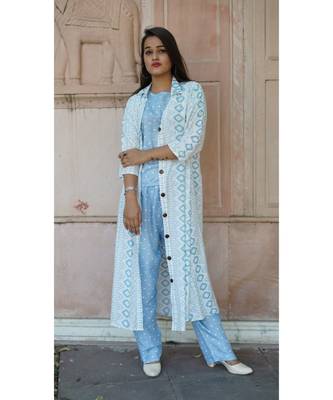 women printed crop top and pant with shurg || Party wear dress for women 1