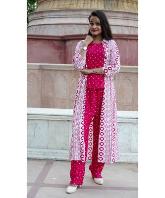 women printed crop top and pant with shurg || Party wear dress for women 1