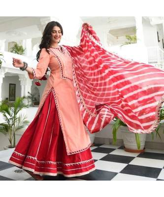 women's gotta work kurti and skirt with dupatta set || Party wear || jaipuri kaurti 2