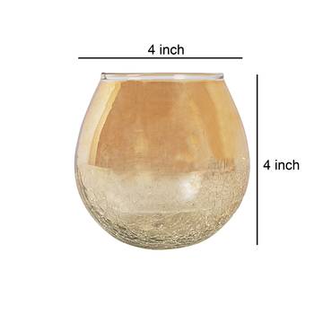 Lalhaveli Set of 3 Pcs Home Decorative Living Room Bedside Decor Crackle Glass Tea Light Candle Holder(Candle Included) 2