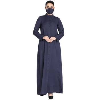 Mushkiya-Front Open Abaya Made in Poly Cotton Fabric 1