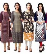 1 Stop Fashion Women's Multicoloured Digital printed Crepe Knee long kurtas/kurtis