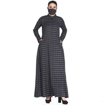 Mushkiya-Front Open Abaya Made in Poly Cotton Fabric 4
