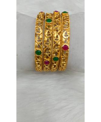 Gold Plated Stone Studded Bangles Set of 4 2