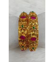Gold Plated Stone Studded  Designer Set of 2 Bangles