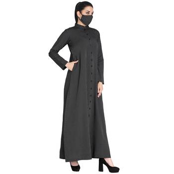 Mushkiya-Front Open Abaya Made in Poly Cotton Fabric 3