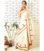 kerala tissue saree with hand zardozi work jhumkis and brocade blouse