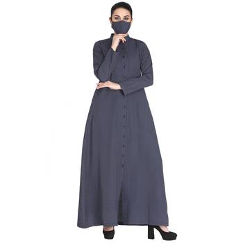 Mushkiya-Front Open Abaya Made in Poly Cotton Fabric 1