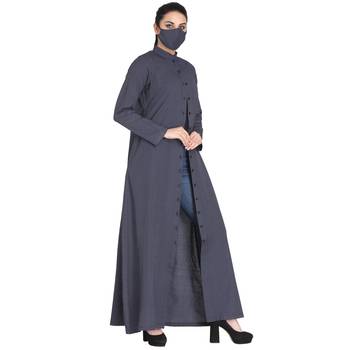 Mushkiya-Front Open Abaya Made in Poly Cotton Fabric 4