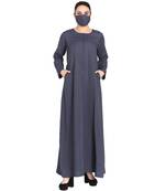 Mushkiya-Poly Cotton Abaya With Fabric Buttons.