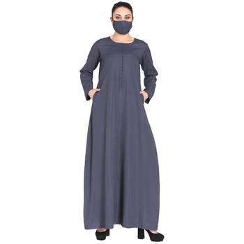 Mushkiya-Poly Cotton Abaya With Fabric Buttons. 3