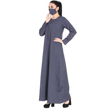 Mushkiya-Poly Cotton Abaya With Fabric Buttons. 5