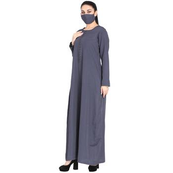 Mushkiya-Poly Cotton Abaya With Fabric Buttons. 6