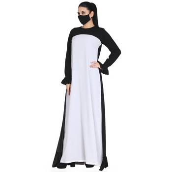 Mushkiya-Dual Color Dress With Extra Flowing Panel On Back. 4