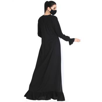Mushkiya-Dual Color Dress With Extra Flowing Panel On Back. 5