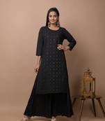 Black plain cotton cotton-kurtis