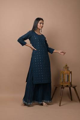 Navy-blue plain cotton cotton-kurtis 4