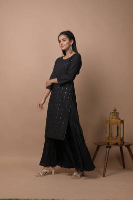 Black plain cotton cotton-kurtis 2