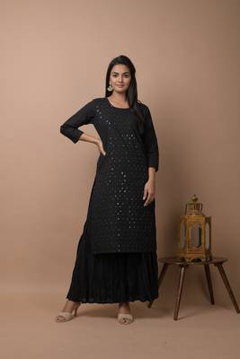 Black plain cotton cotton-kurtis 1