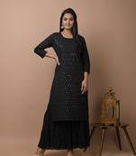 Black plain cotton cotton-kurtis