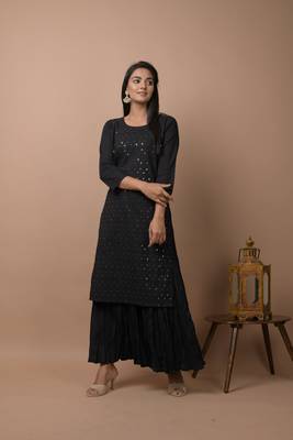 Black plain cotton cotton-kurtis 2