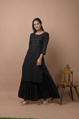 Black plain cotton cotton-kurtis 4