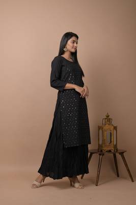Black plain cotton cotton-kurtis 3