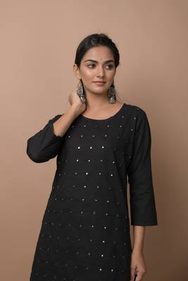 Black plain cotton cotton-kurtis 5