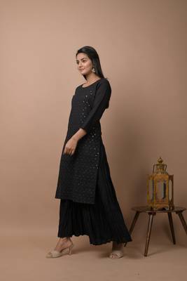Black plain cotton cotton-kurtis 4