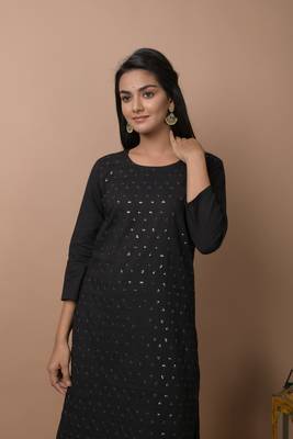Black plain cotton cotton-kurtis 5