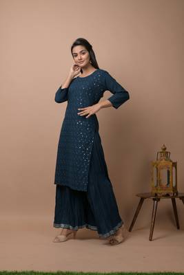 Navy-blue plain cotton cotton-kurtis 3