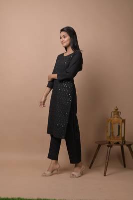 Black plain cotton cotton-kurtis 3