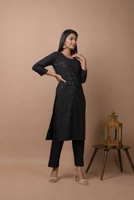 Black plain cotton cotton-kurtis 4