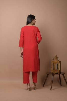 Red plain cotton cotton-kurtis 2