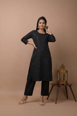 Black plain cotton cotton-kurtis 5