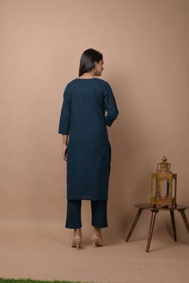 Navy-blue plain cotton cotton-kurtis 2