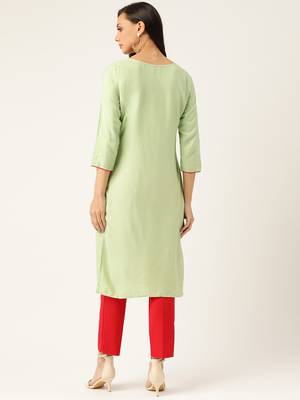 Light-Green Embroidered Rayon Embroidered-Kurtis 2