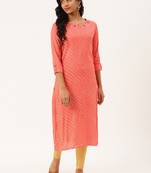 Light-Orange Printed Rayon Party-Wear-Kurtis