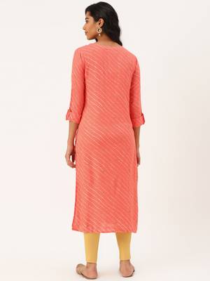Light-Orange Printed Rayon Party-Wear-Kurtis 2