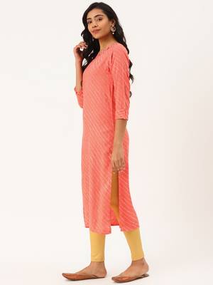 Light-Orange Printed Rayon Party-Wear-Kurtis 3