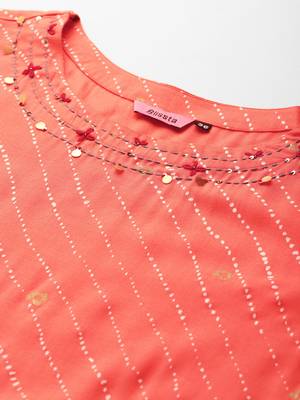 Light-Orange Printed Rayon Party-Wear-Kurtis 5